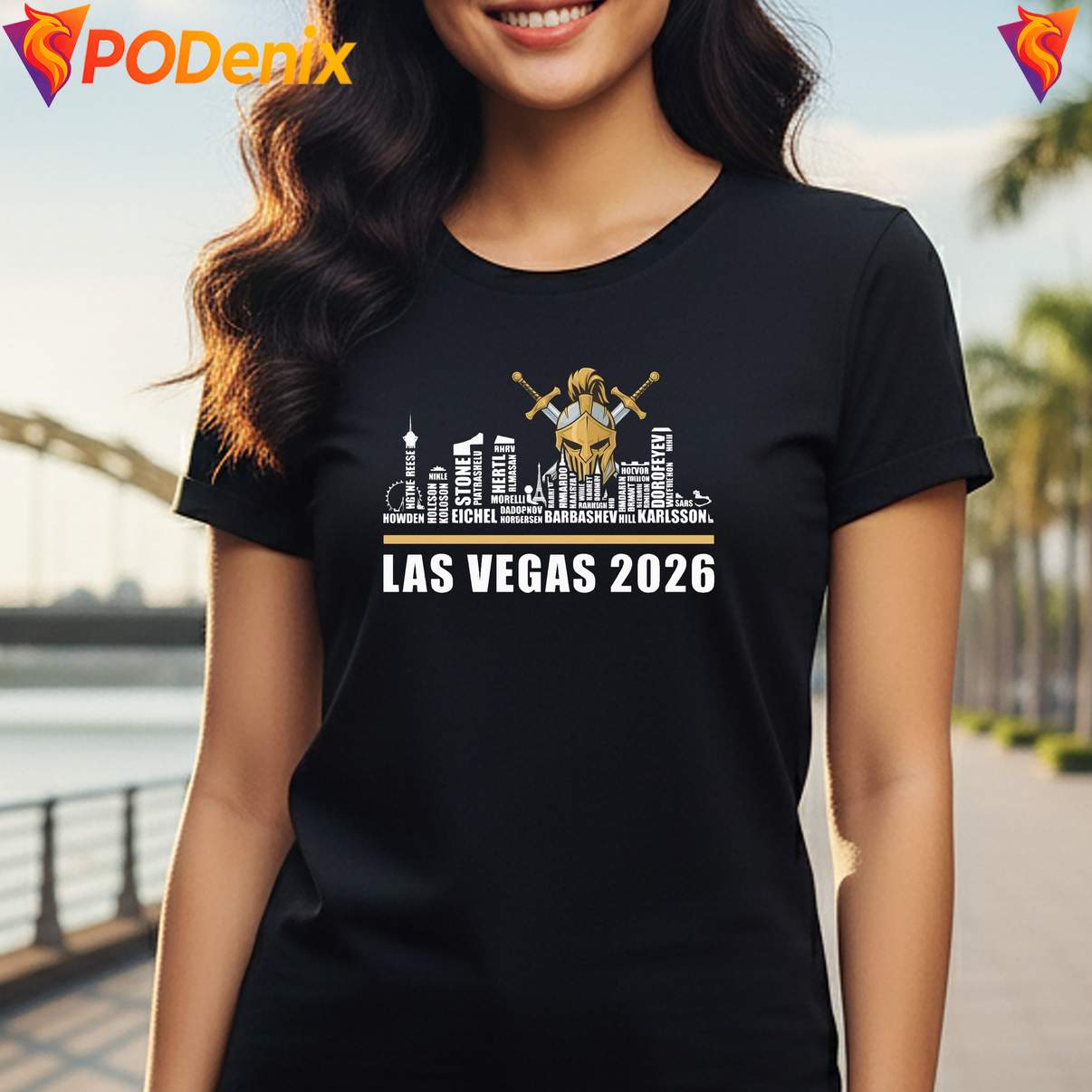 Vegas Golden Knights Skyline Tee Helmet Logo Layer Names Hockey Fan Mens Vegas Golden Knights Skyline Tee Helmet Logo Layer Names Hockey Fan Mens