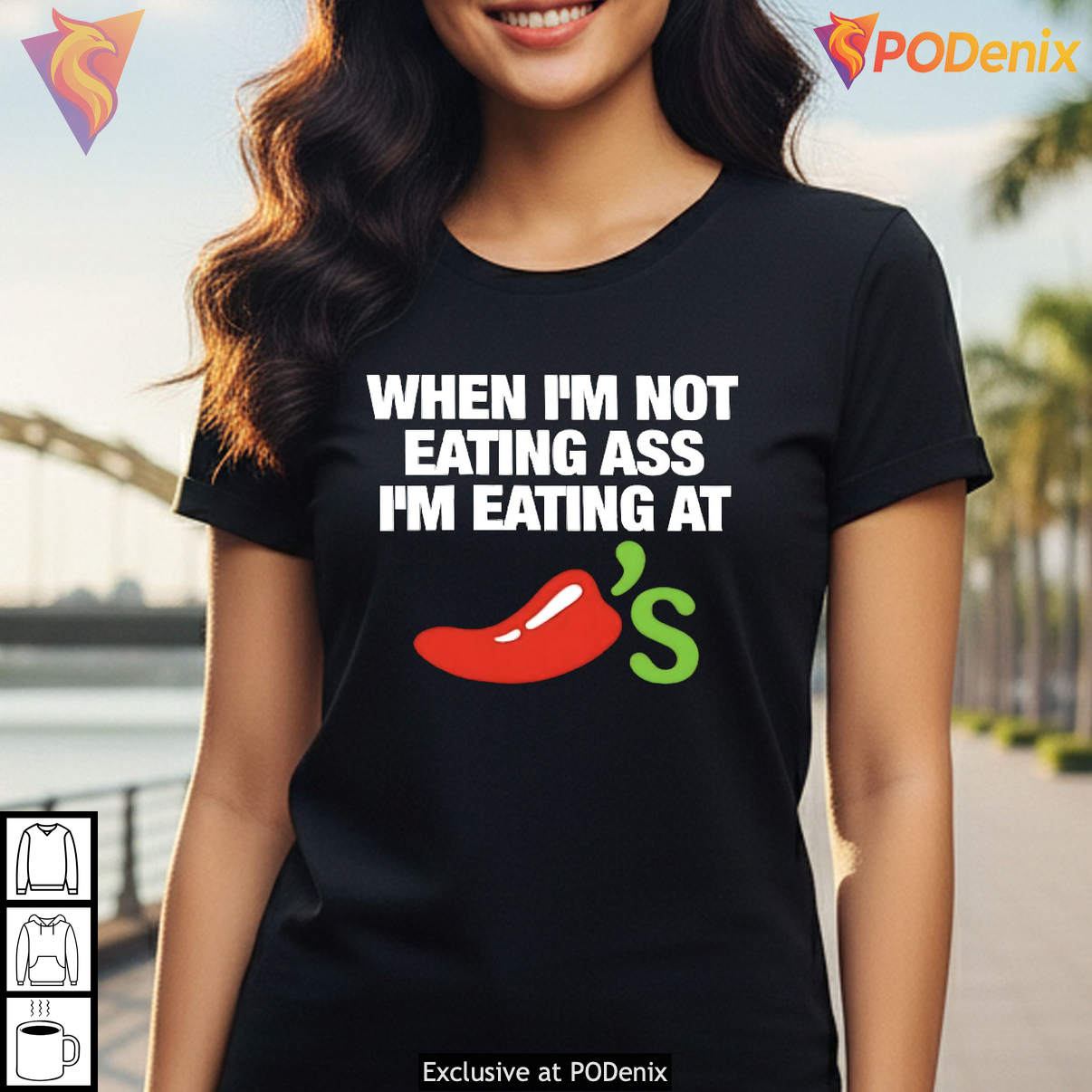 When Im Not Eating Ass Im At Chillis Logo Funny Meme Humor Fan Casual Shirt