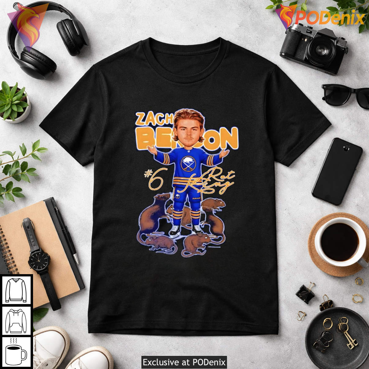 Zach Benson Number 6 Buffalo Sabres Mouse Hockey Sports Fan Shirt Apparel